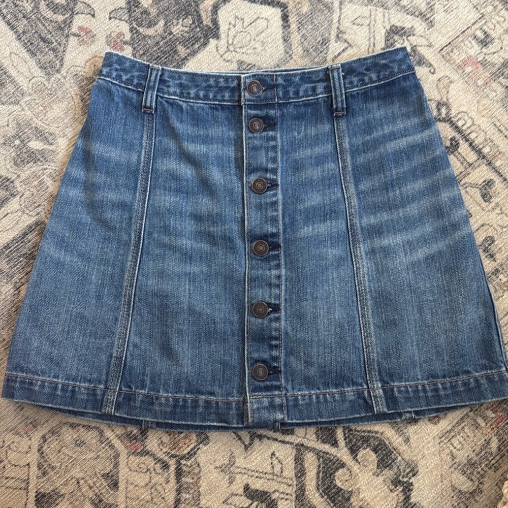 Button down denim skirt